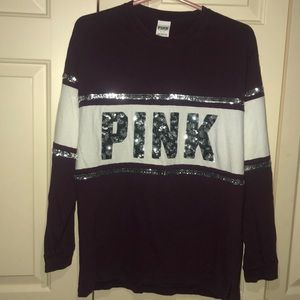 !PINK! Dark maroon long sleeve with sequins